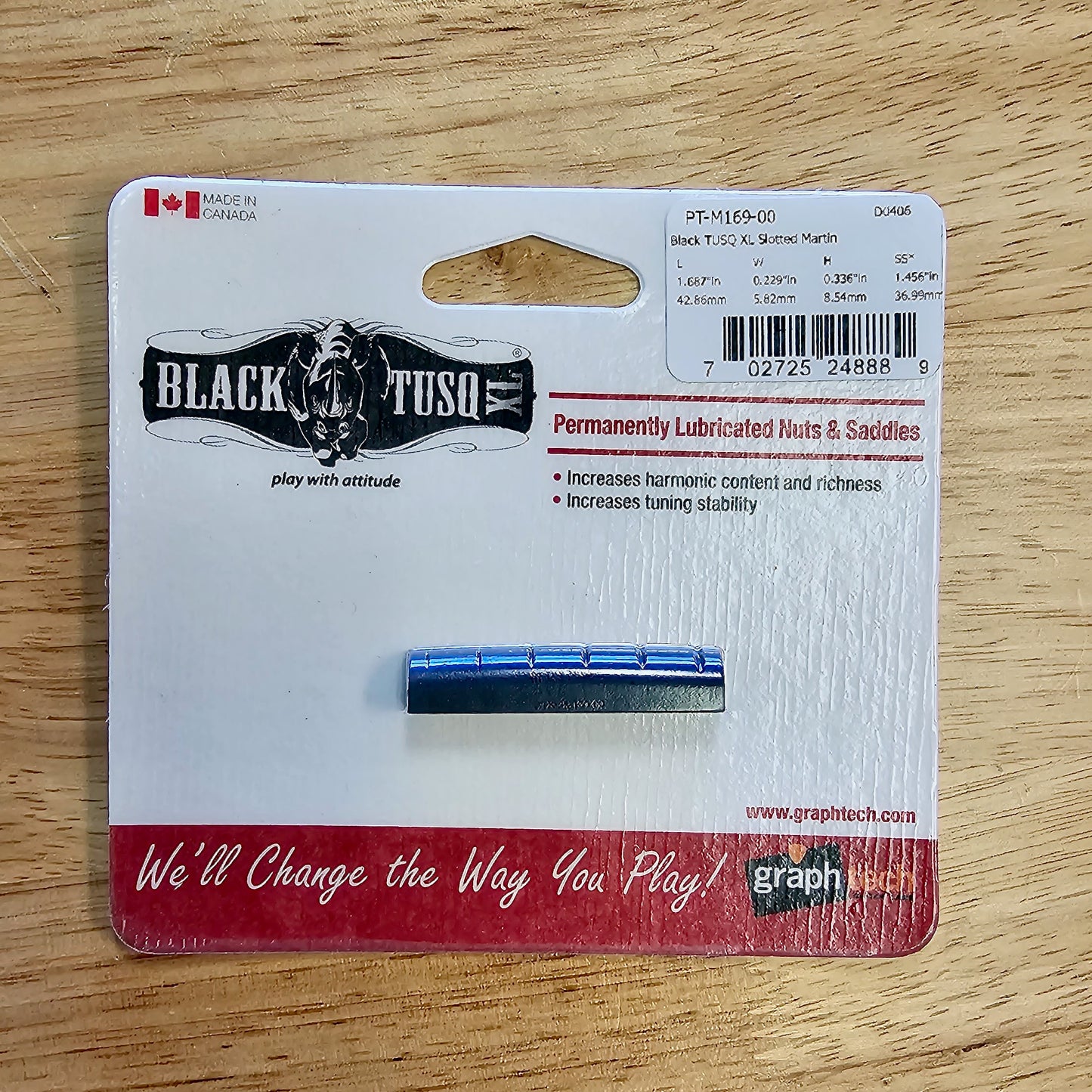Graphtech Black TUSQ XL Model M169-00 Nut Slotted L42.86mm
