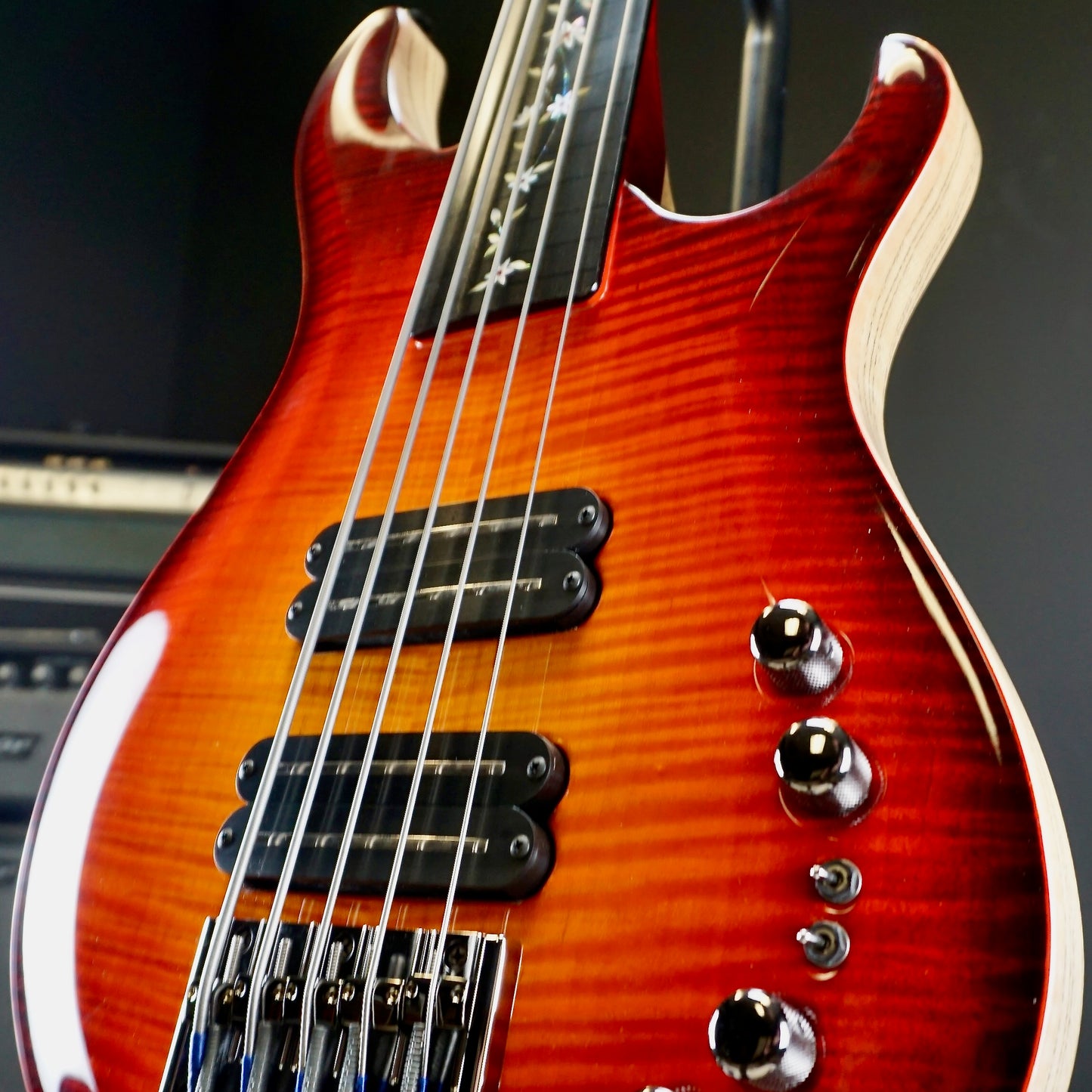 PRS NOS 2017 Namm Show Private Stock Gary Grainger 5 String Fretless Bass Dragons Breath Glow