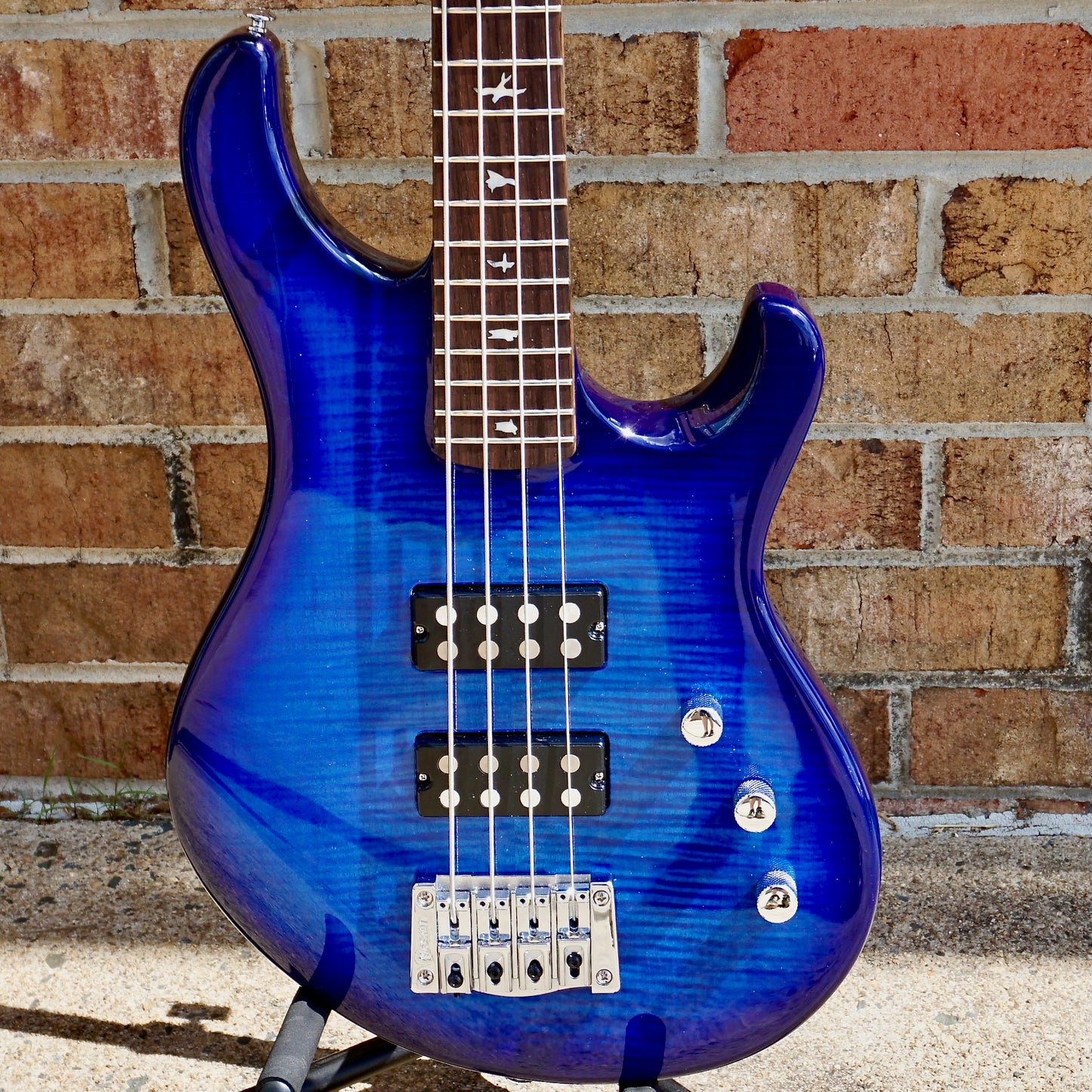 PRS SE Kingfisher Bass Faded Blue Wrap Around Burst