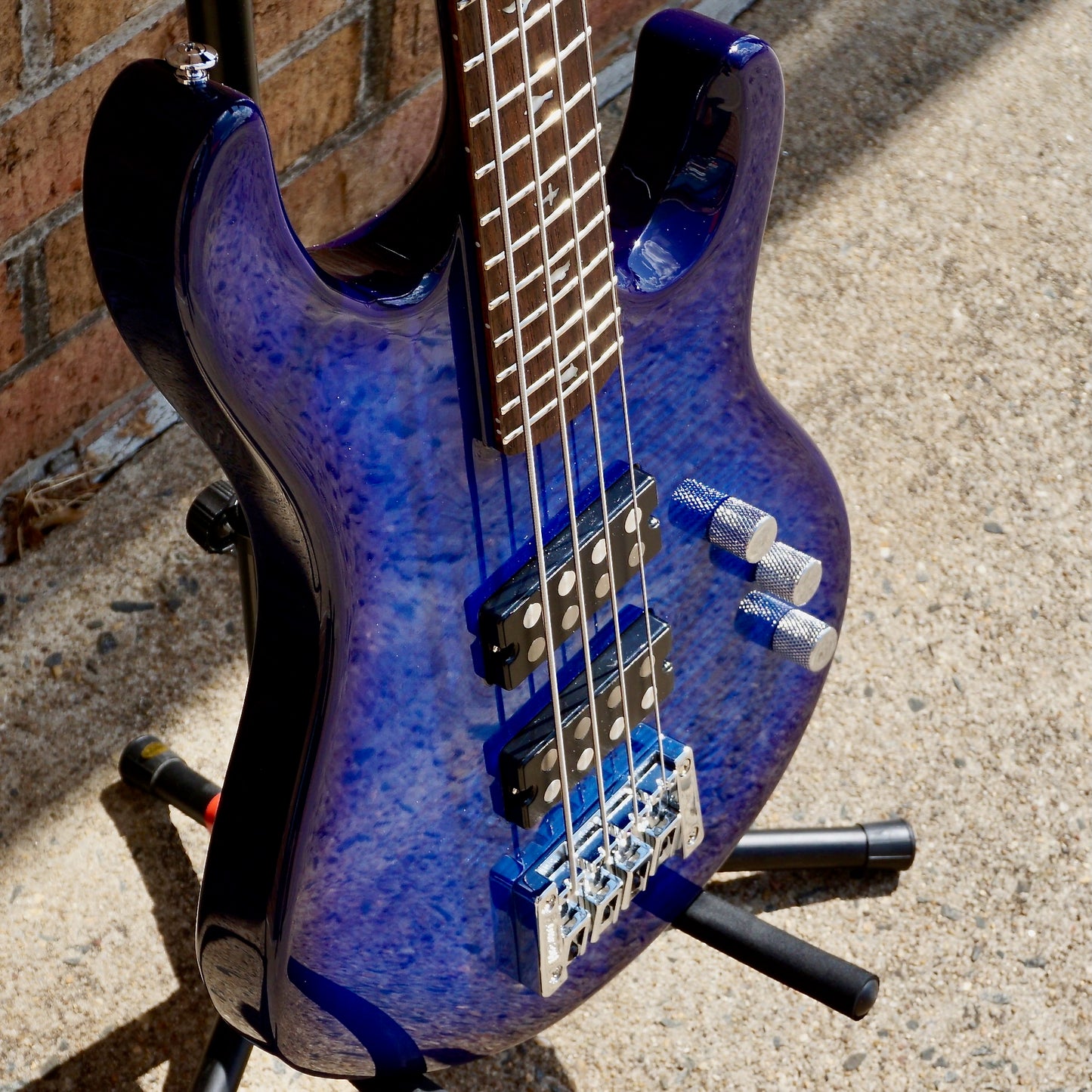 PRS SE Kingfisher Bass Faded Blue Wrap Around Burst