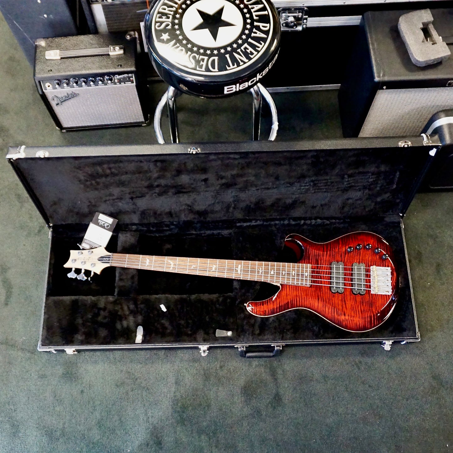 PRS Grainger 5 String Bass 10 Top Fire Red Burst