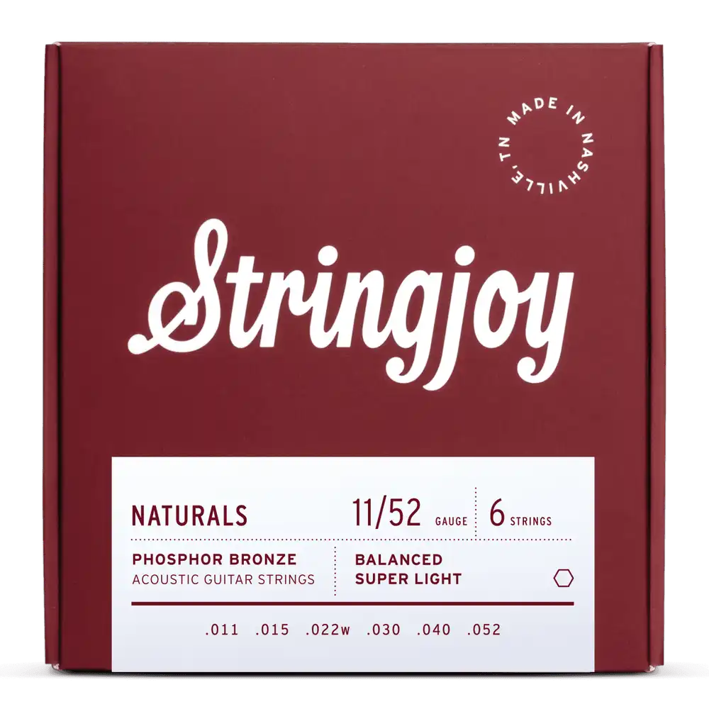 Stringjoy 11-52 Super Light Gauge Naturals - Phosphor Bronze Acoustic Guitar Strings
