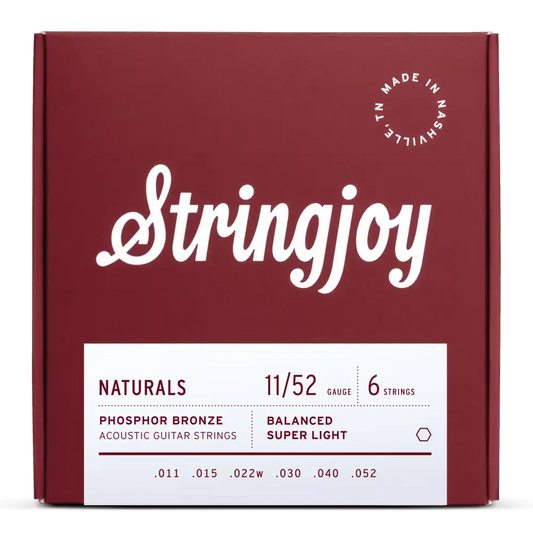 Stringjoy 11-52 Super Light Gauge Naturals - Phosphor Bronze Acoustic Guitar Strings
