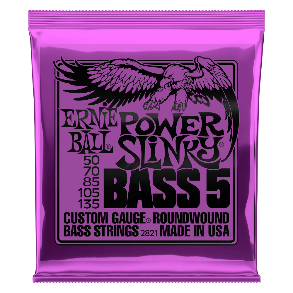 Ernie Ball Power Slinky Nickel Wound 5-String Electric Bass Strings 50-135 Gauge