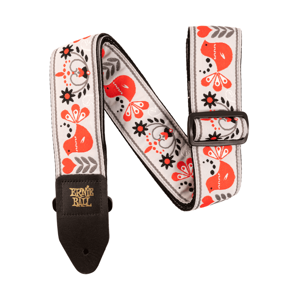 Ernie Ball Classic Jacquard Guitar Strap/Bass Strap - Red Bird Winter
