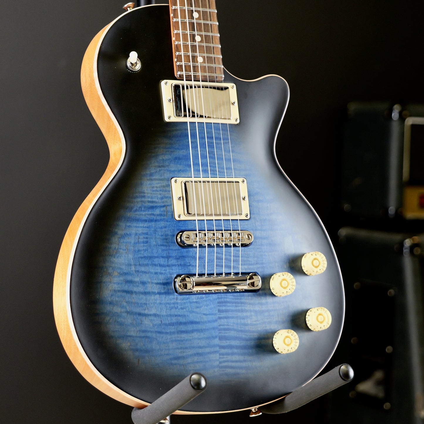 Tom Anderson Bobcat Satin Jack's Pacific Blue to Black Burst with Binding