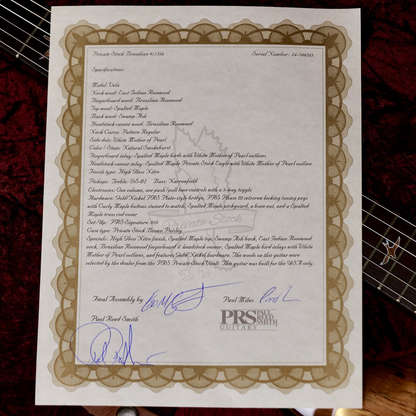 PRS Private Stock Vela Natural Smoke Burst