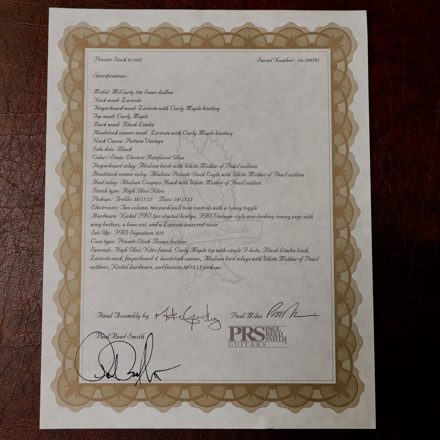 PRS Private Stock McCarty 594 Semi-Hollow Electric Rainforest Glow