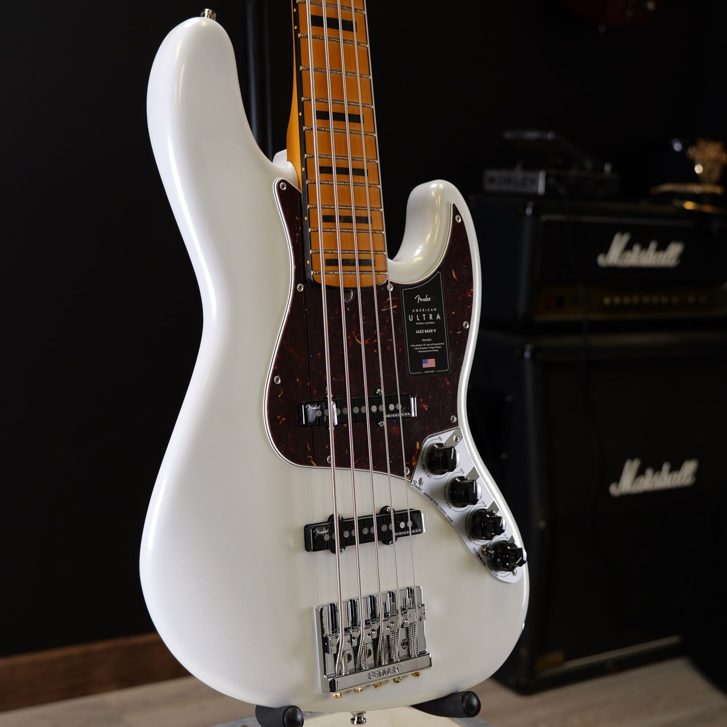 Fender American Ultra Jazz Bass V Maple Fingerboard Arctic Pearl