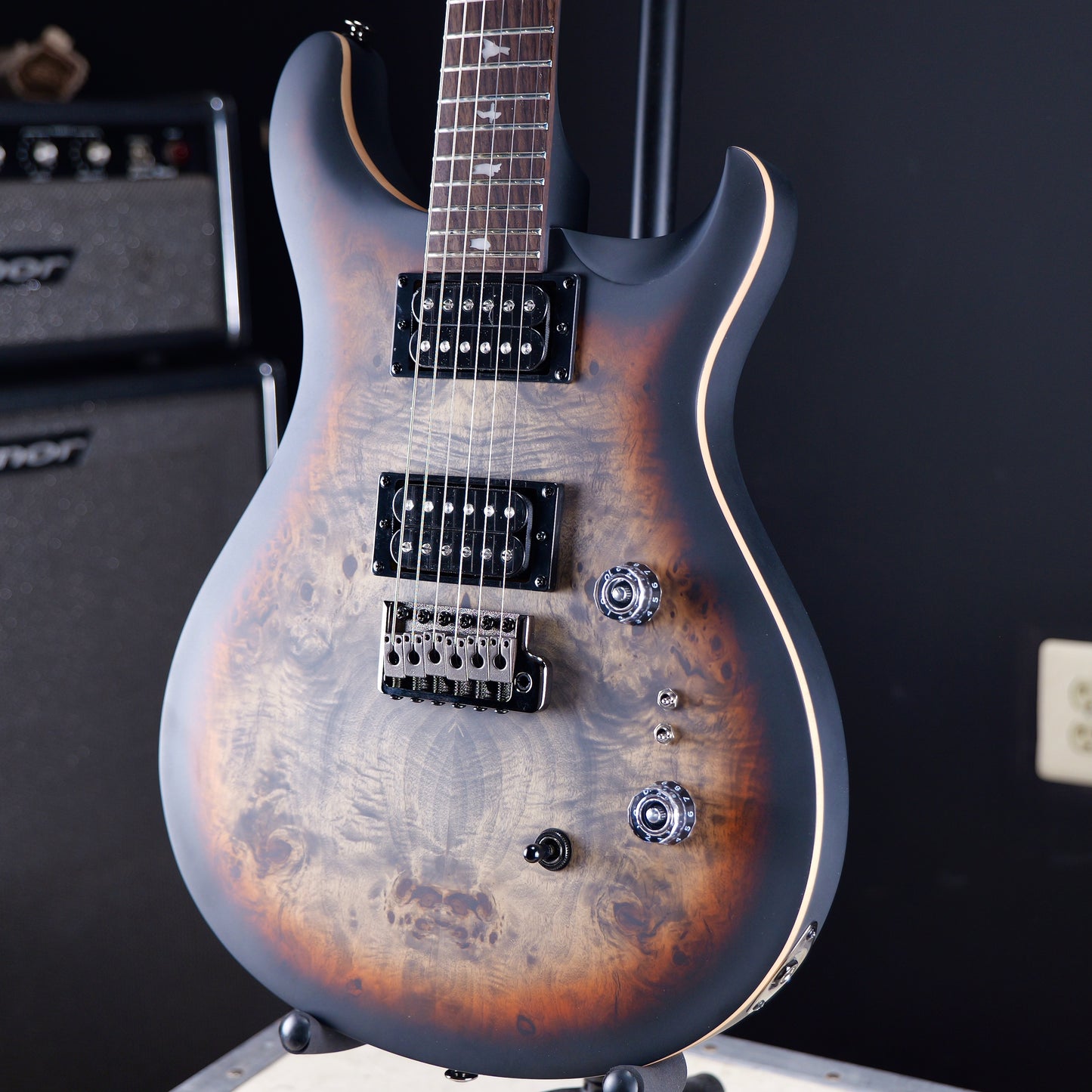 PRS SE "Exotic" Custom 24-08 Poplar Burl Limited Edition Charcoal Cherry Midnight Burst
