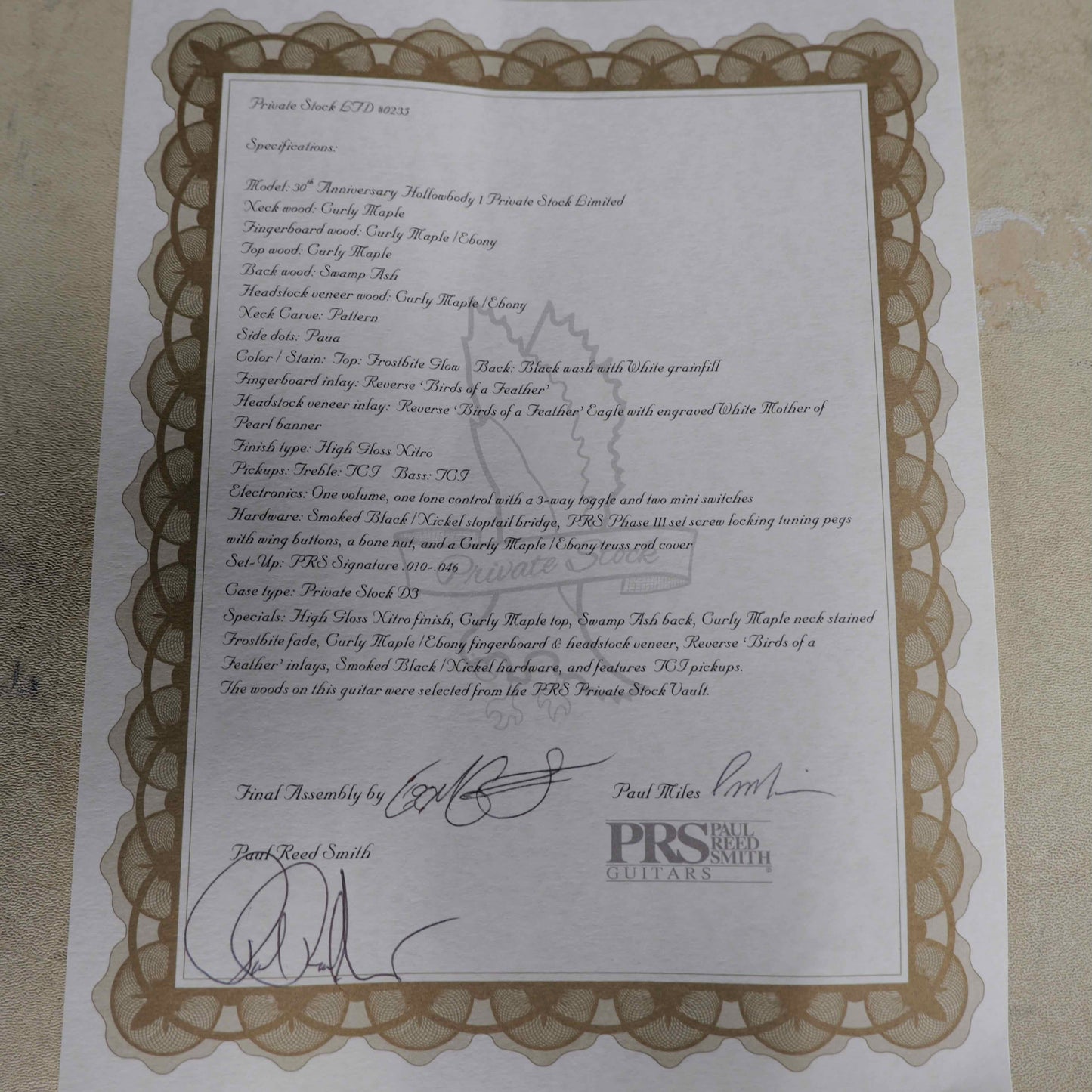 PRS Private Stock 30th Anniversary "Birds of a Feather" Hollowbody I Limited