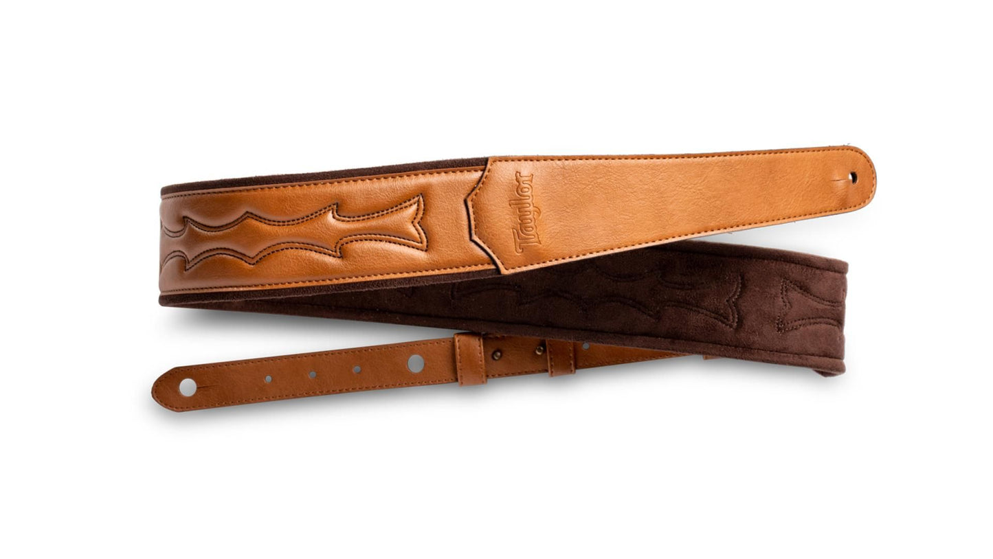 Taylor Vegan Leather Strap Tan w/Stitching 2.75" Embossed Logo