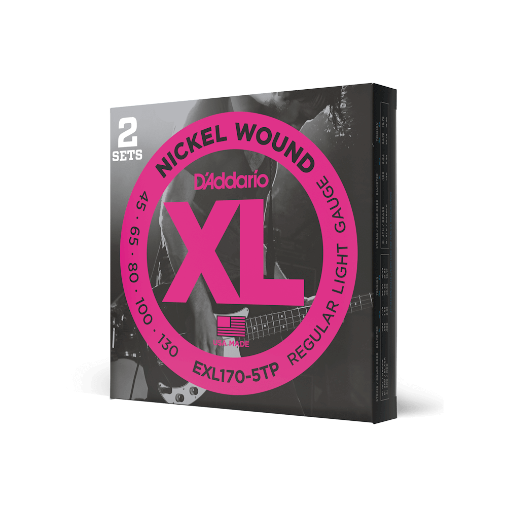 D'Addario Regular Light Long Scale 5-String Bass Strings 2-Pack