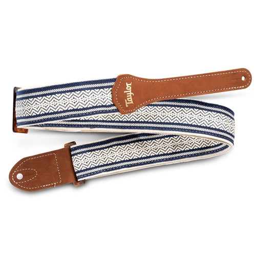 Taylor 2" Academy Jacquard Leather Guitar Strap White/Blue