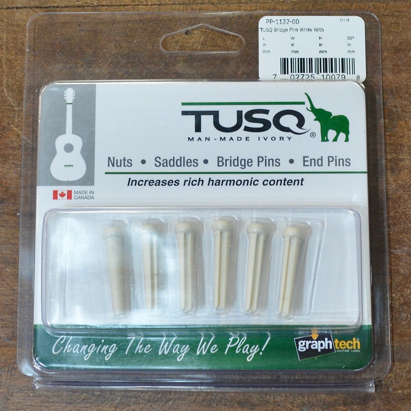 Graph Tech TUSQ Traditional Bridge Pins White w/ Black Dot