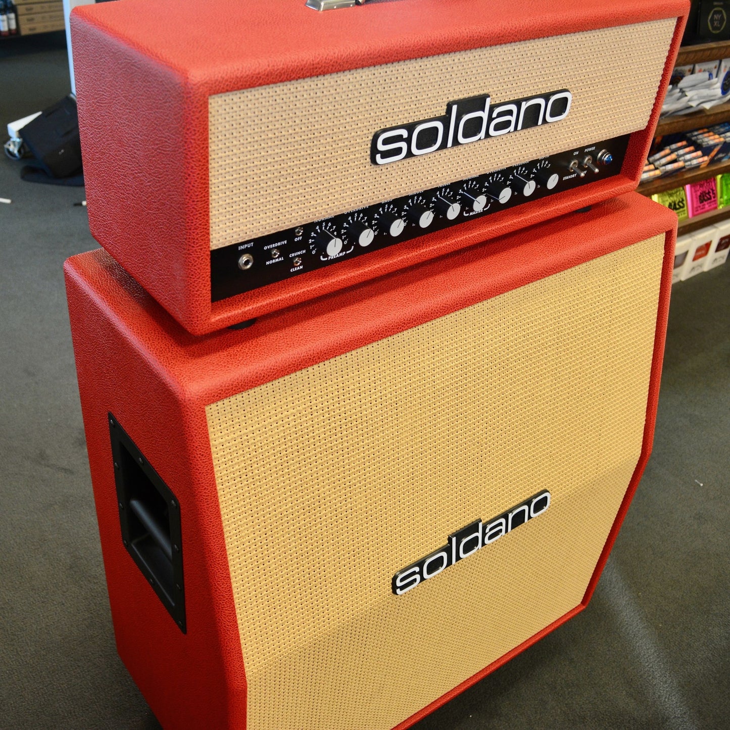 Soldano SlO-100 w/ matching 4x12 Cab British Garnet Bronco/Cane Grill//Creamback