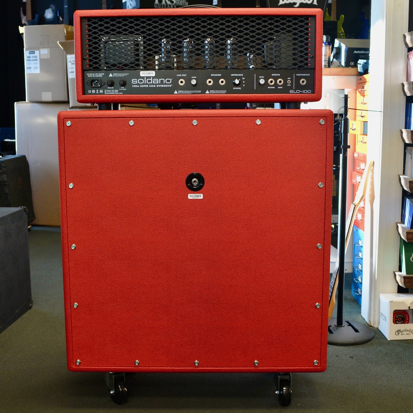 Soldano SlO-100 w/ matching 4x12 Cab British Garnet Bronco/Cane Grill//Creamback