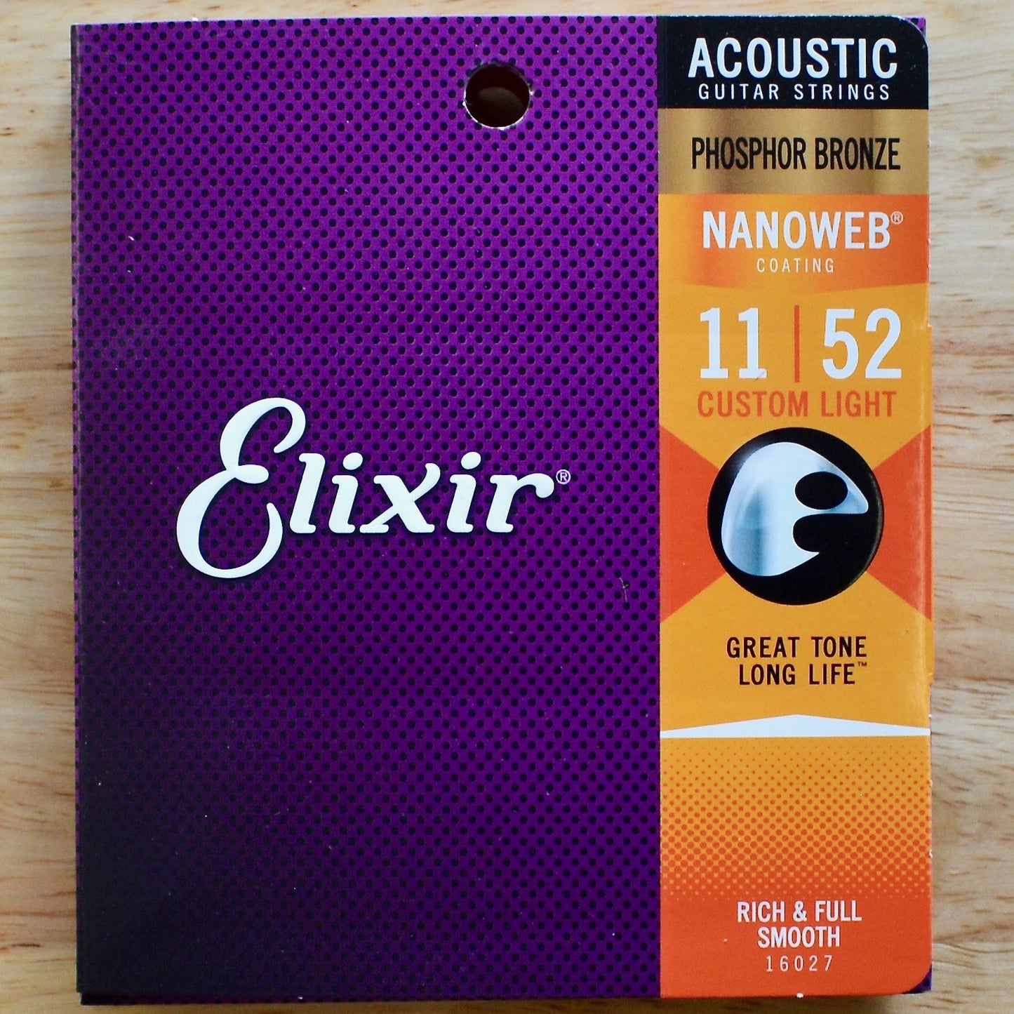 Elixir Phosphor Bronze Acoustic Strings Nanoweb Coating Custom Light