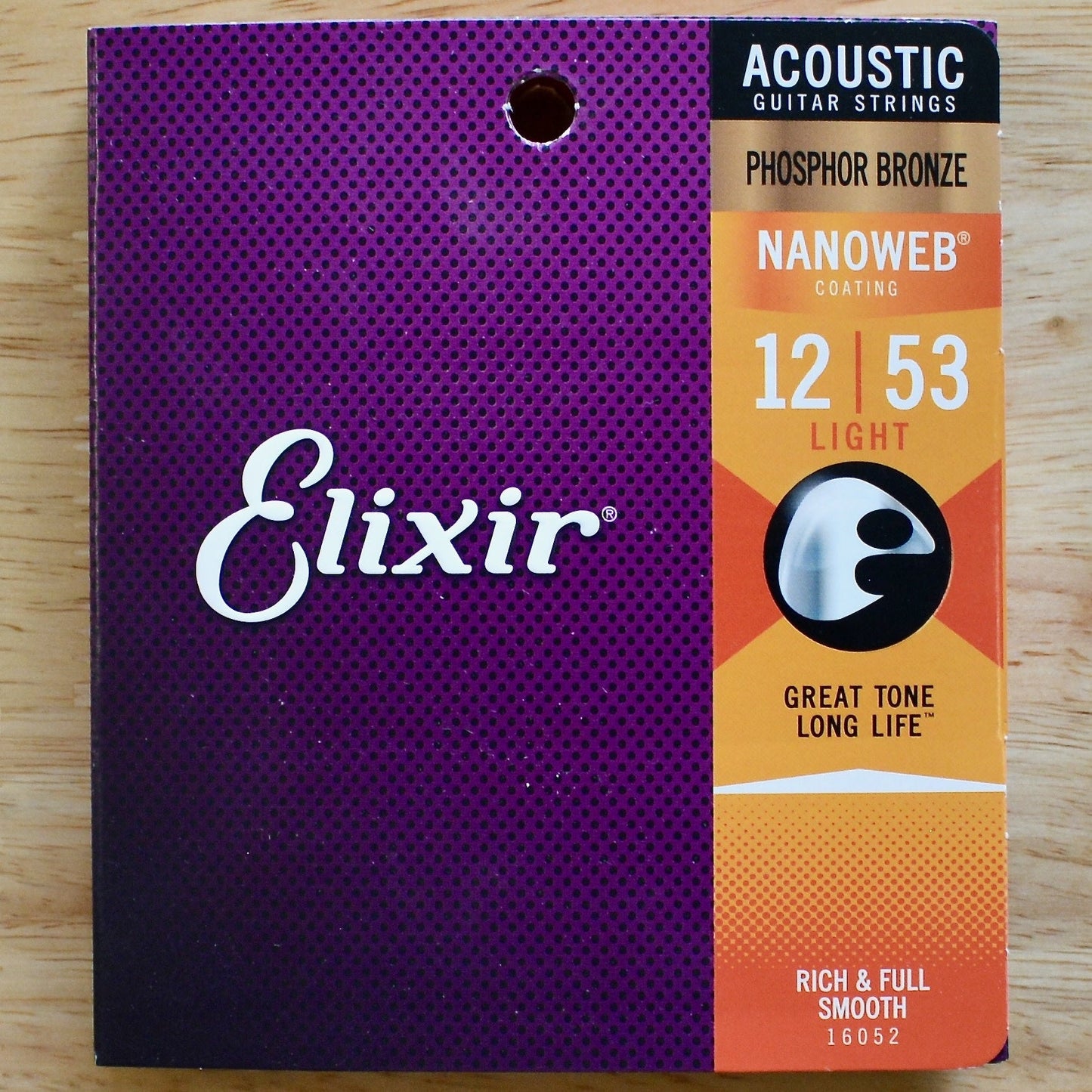 Elixir Phosphor Bronze Acoustic Strings Nanoweb Coating Light