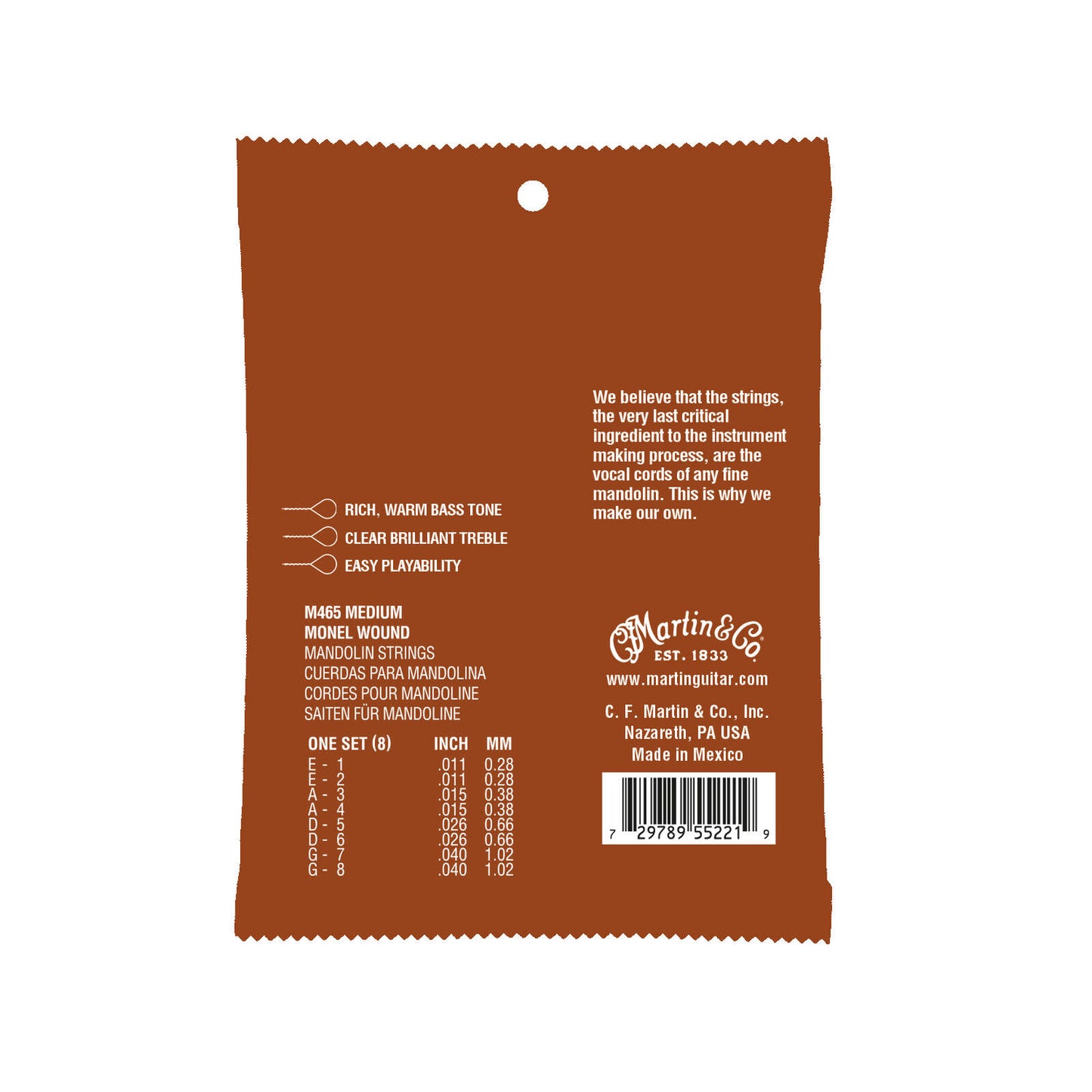 Martin M465 Mandolin Strings Monel