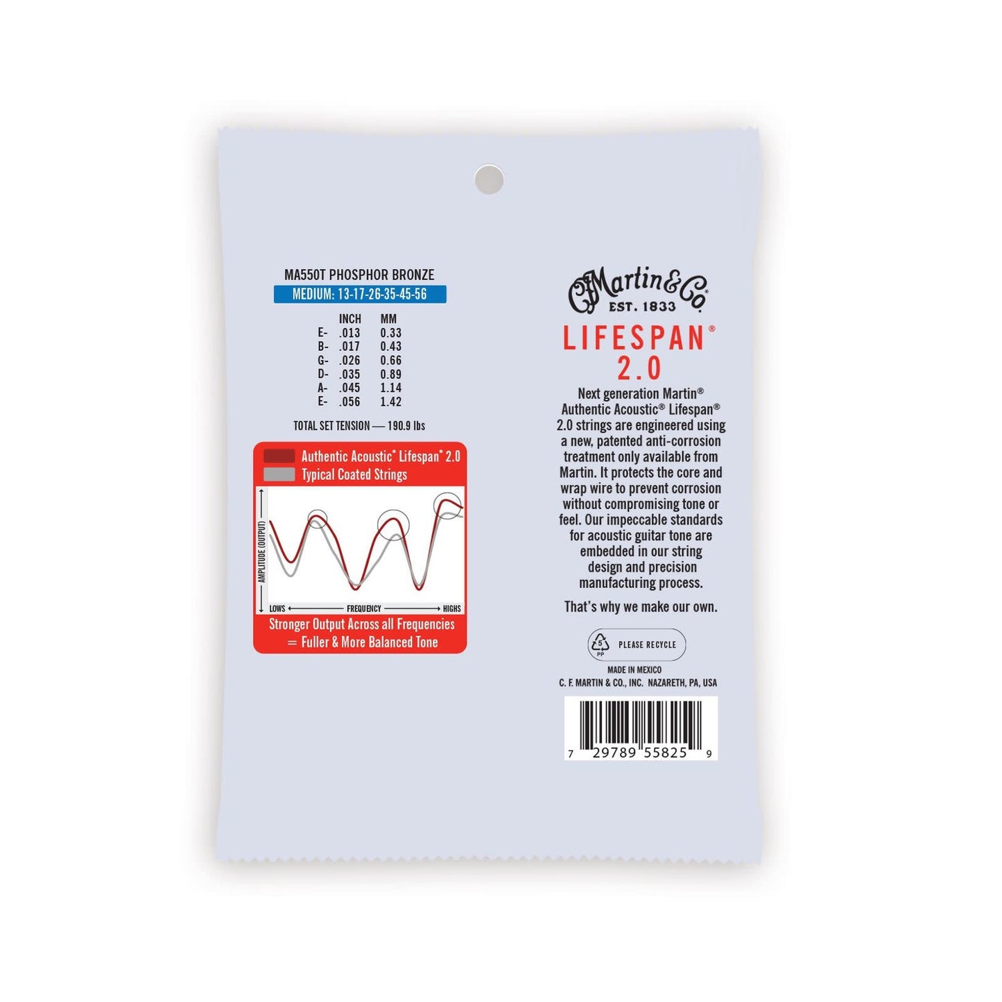 Martin MA550T Authentic Acoustic Lifespan 2.0 Strings Phosphor Bronze Medium