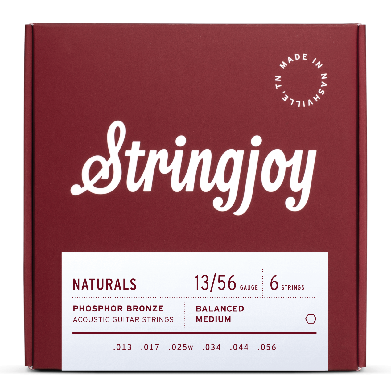 Stringjoy Naturals Medium Gauge (13-56) Phosphor Bronze Acoustic Guitar Strings