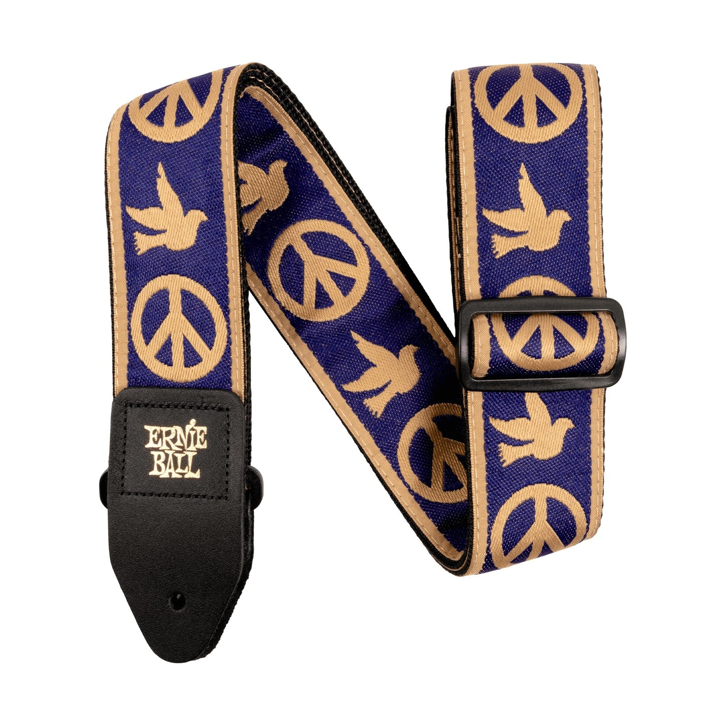 Ernie Ball Navy Blue and Beige Peace Love Dove Jacquard Strap