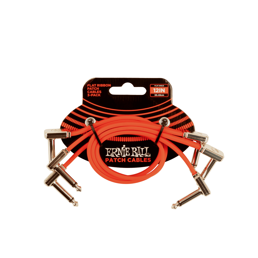 Ernie Ball Falt Ribbon Patch Cables 3 Pack 12" Red