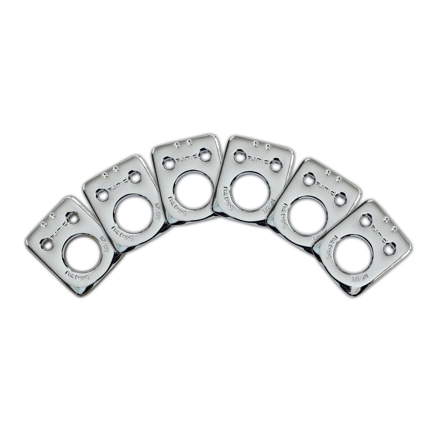 Graph Tech Invisomatch Plates for Ratio Tuners , Fender Style 2 pin Hole(Set of 6) Chrome