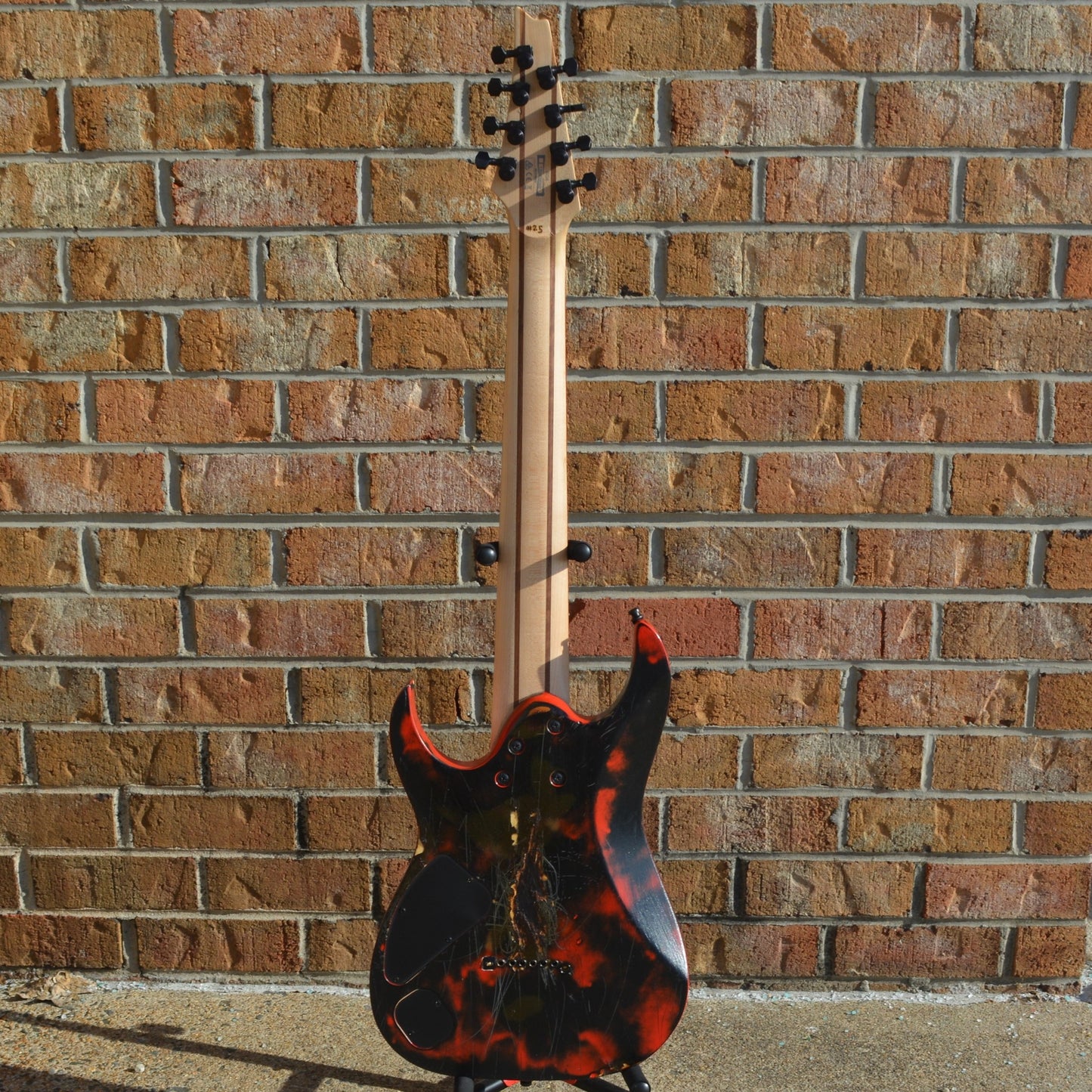 Ibanez Custom R8 w/ Bare Knuckle Cold Sweats Distressed Black and Red Satin