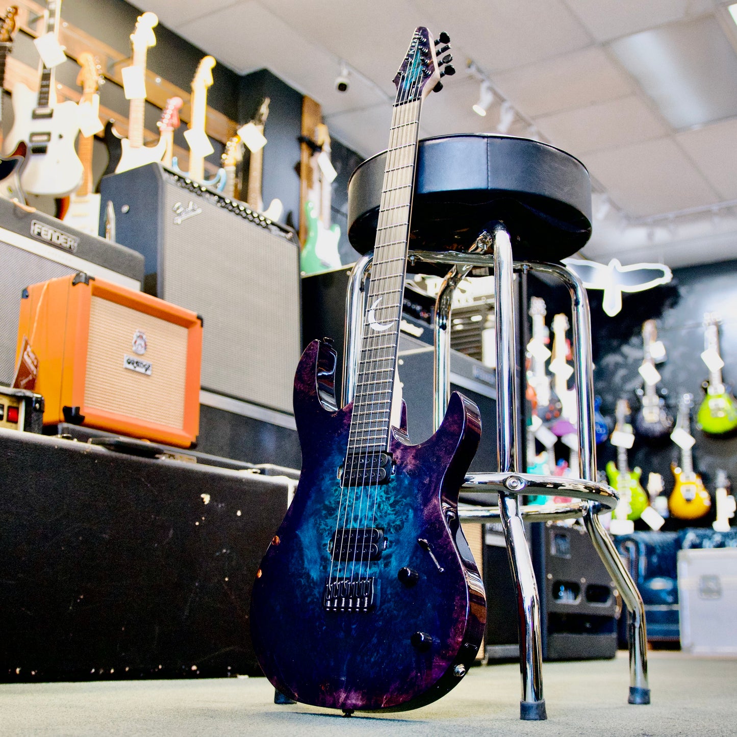 Kiesel Aries 6 w/ Poplar Burl Top - Reverse Monsterburst w/ softcase