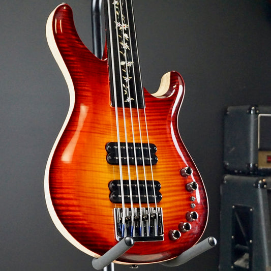 PRS NOS 2017 Namm Show Private Stock Gary Grainger 5 String Fretless Bass Dragons Breath Glow