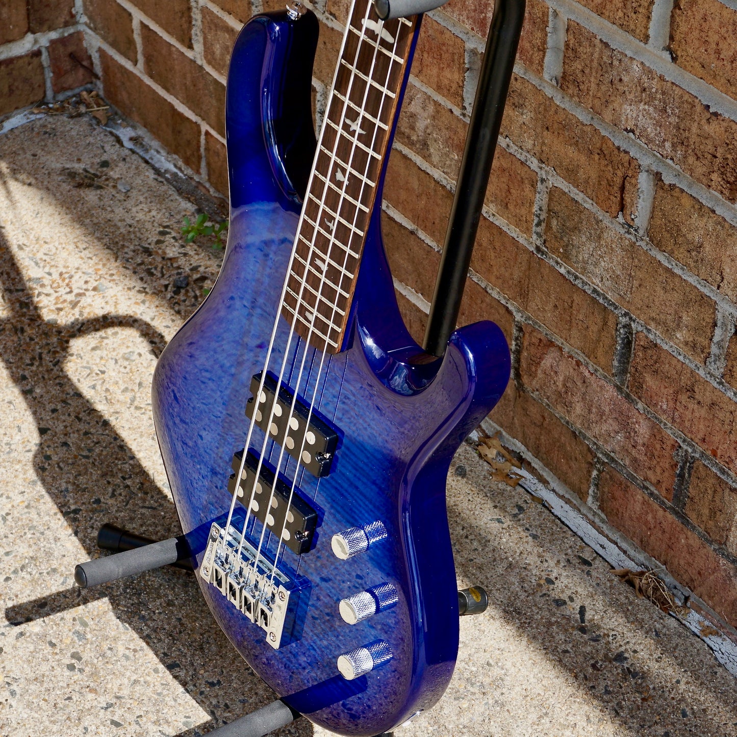 PRS SE Kingfisher Bass Faded Blue Wrap Around Burst