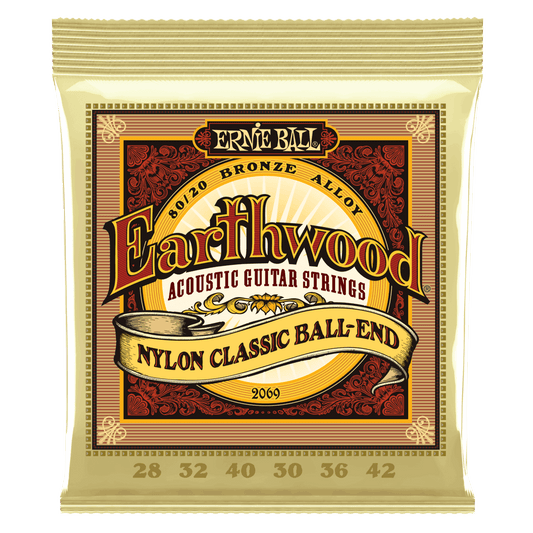 Ernie Ball 80/20 Bronze Nylon Ball End Folk/Classical Strings Clear & Gold