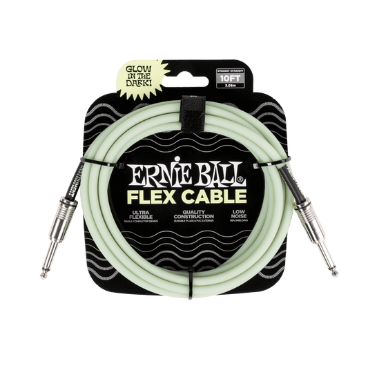 Ernie Ball Flex Instrument Cable Straight/Straight 10ft - Glow in Dark