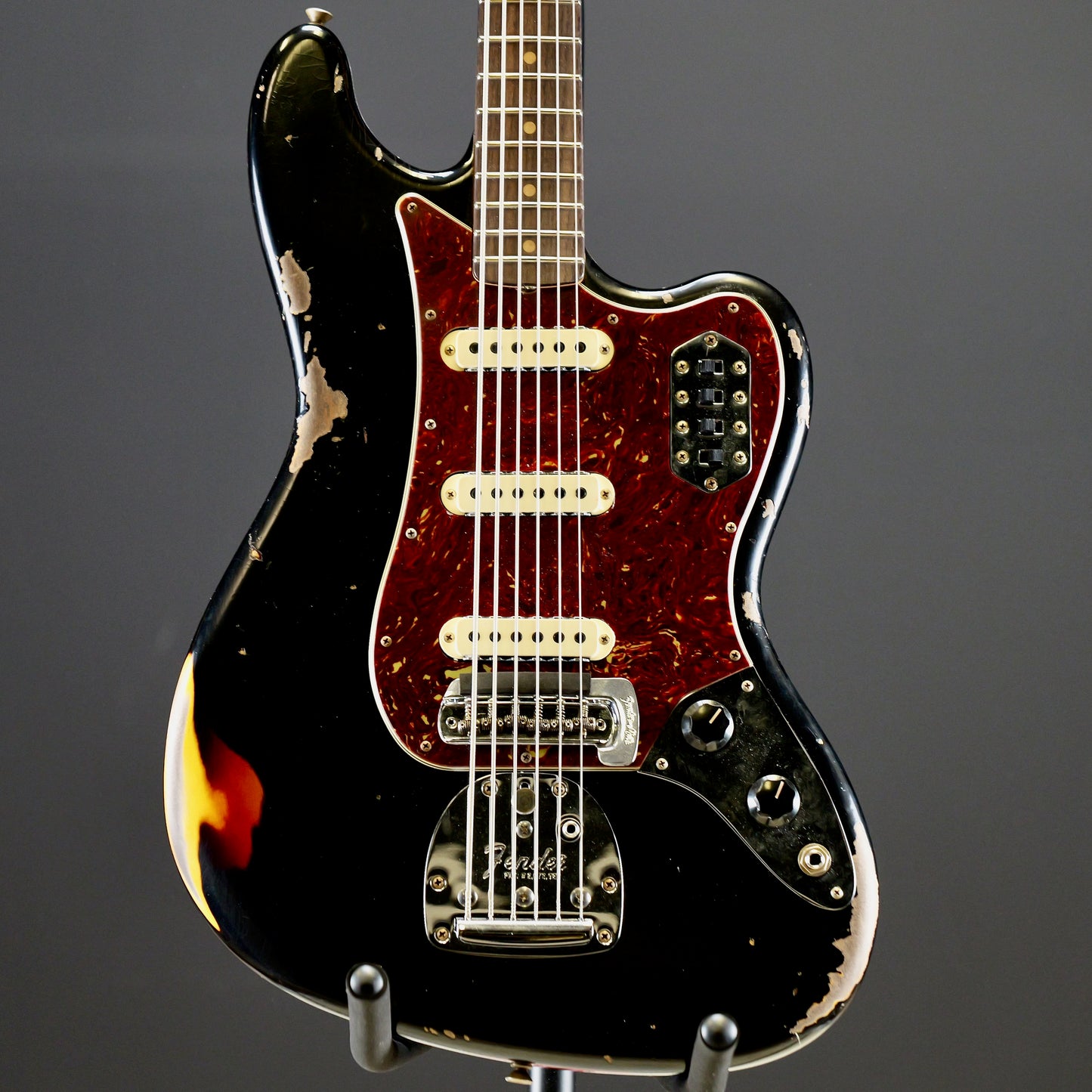 Fender Custom Shop Bass VI Heavy Relic Black // 3 Tone Sunburst