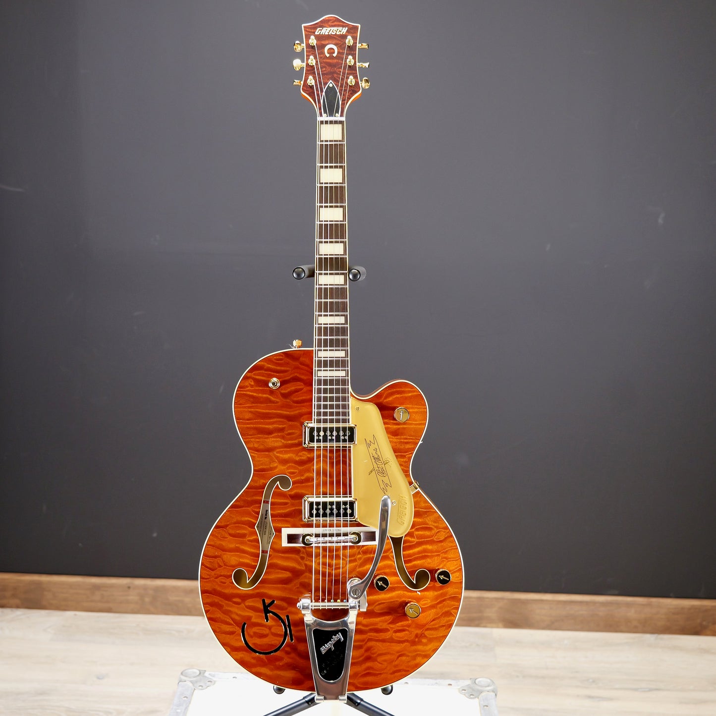 Gretsch G6120TGQM-56 Limited Edition Quilt Classic Chet Atkins Hollow Body with Bigsby Roundup Orange Stain Lacquer