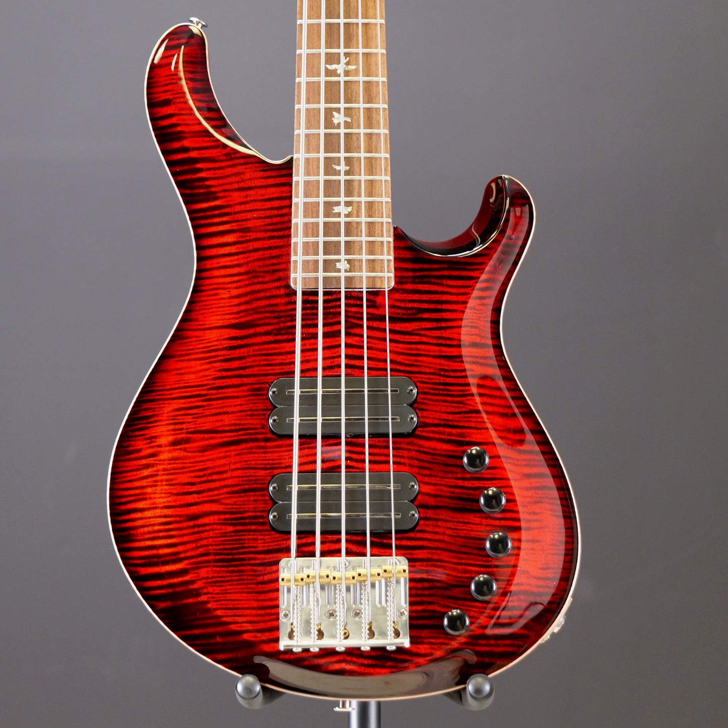 PRS Grainger 5 String Bass 10 Top Fire Red Burst