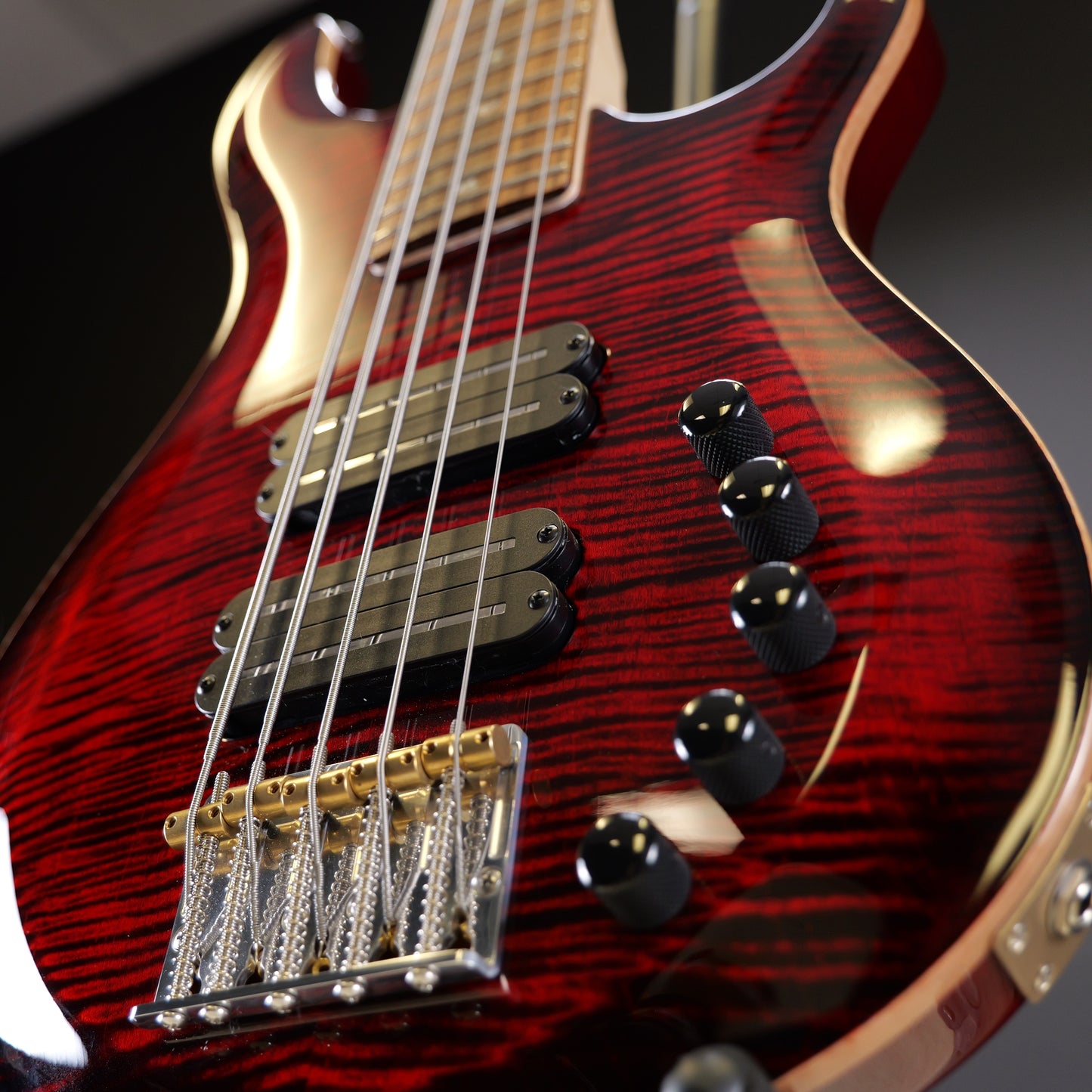 PRS Grainger 5 String Bass 10 Top Fire Red Burst