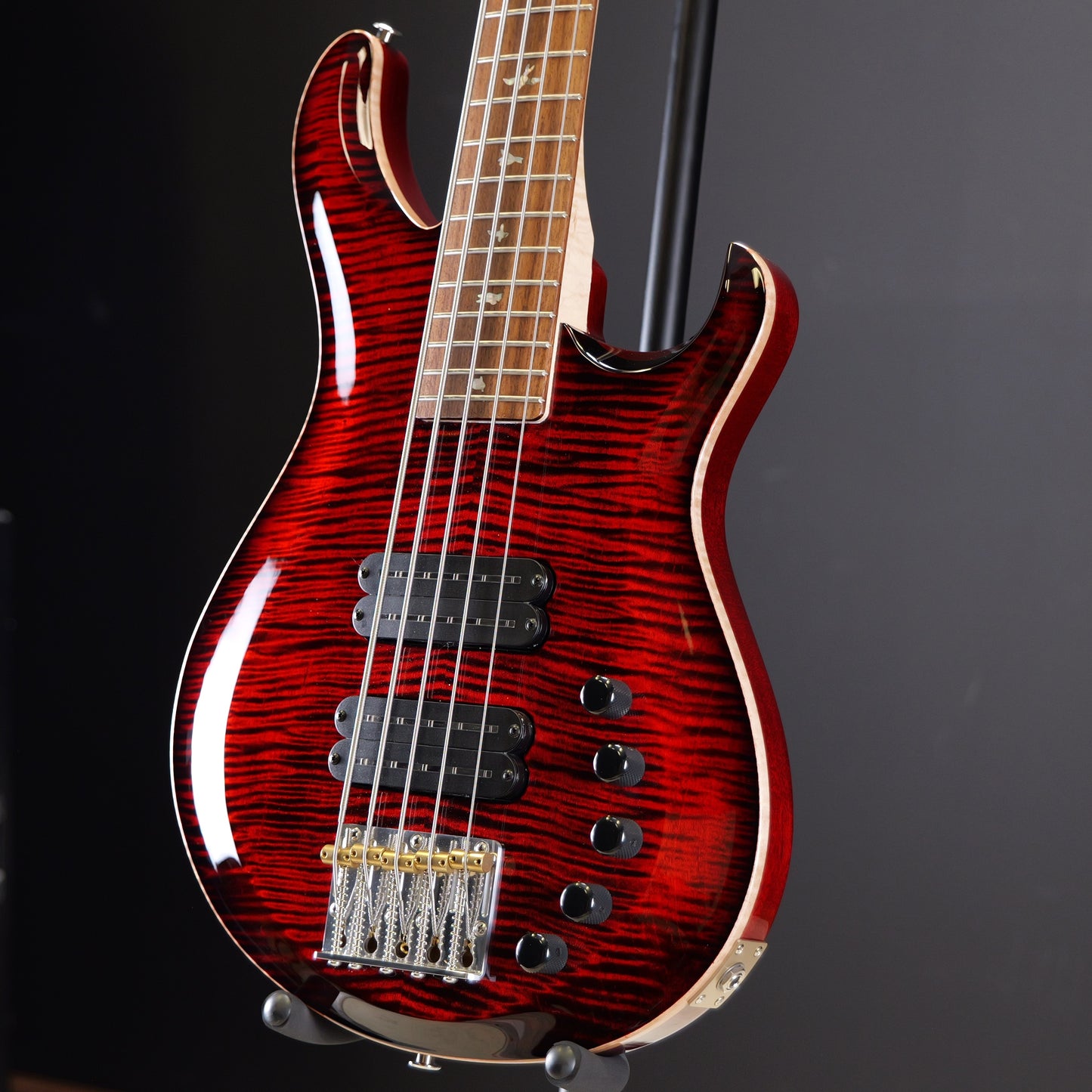 PRS Grainger 5 String Bass 10 Top Fire Red Burst