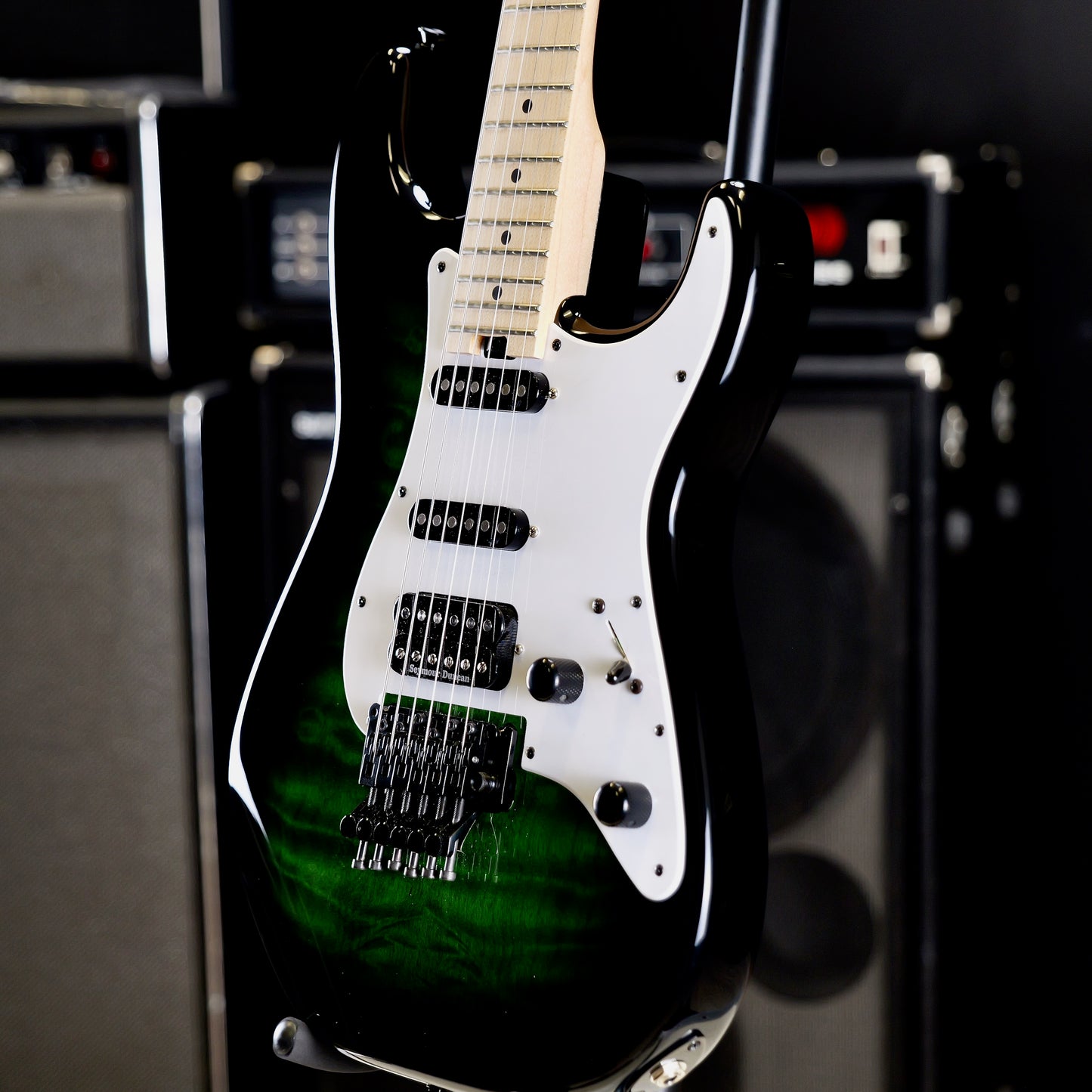 Jackson USA Signature Adrian Smith San Dimas SDQM Maple Fingerboard Transparent Green Burst