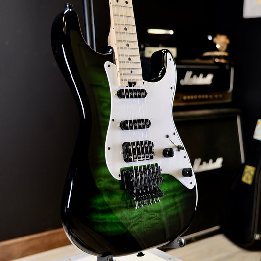 Jackson USA Signature Adrian Smith San Dimas SDQM Maple Fingerboard Transparent Green Burst