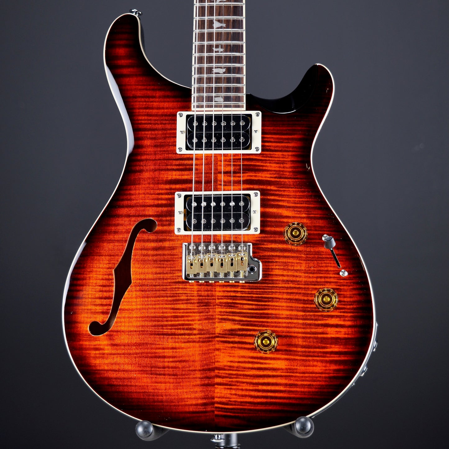 PRS SE Custom 24 Semi-Hollow Piezo Orange Tiger Smokeburst