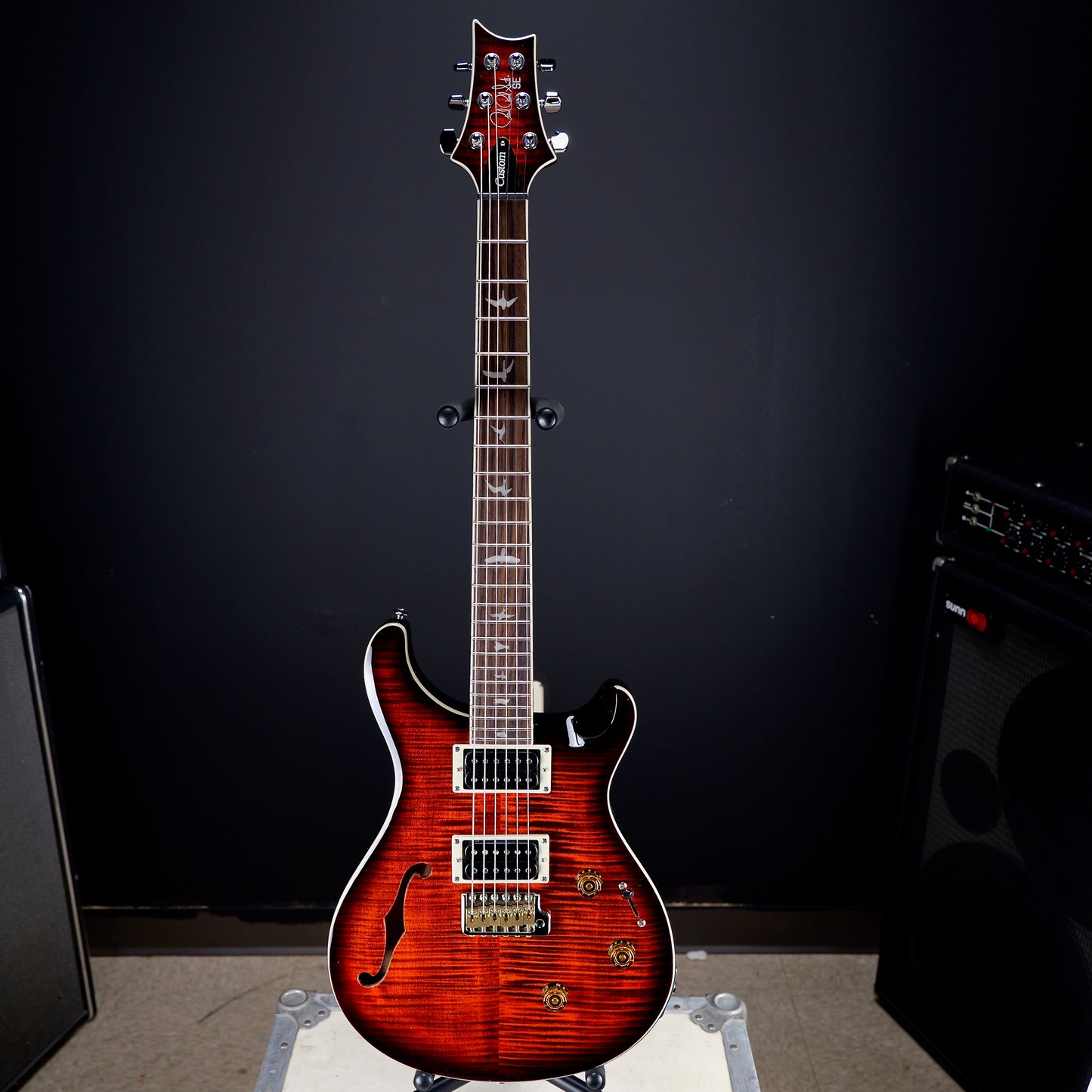 PRS SE Custom 24 Semi-Hollow Piezo Orange Tiger Smokeburst