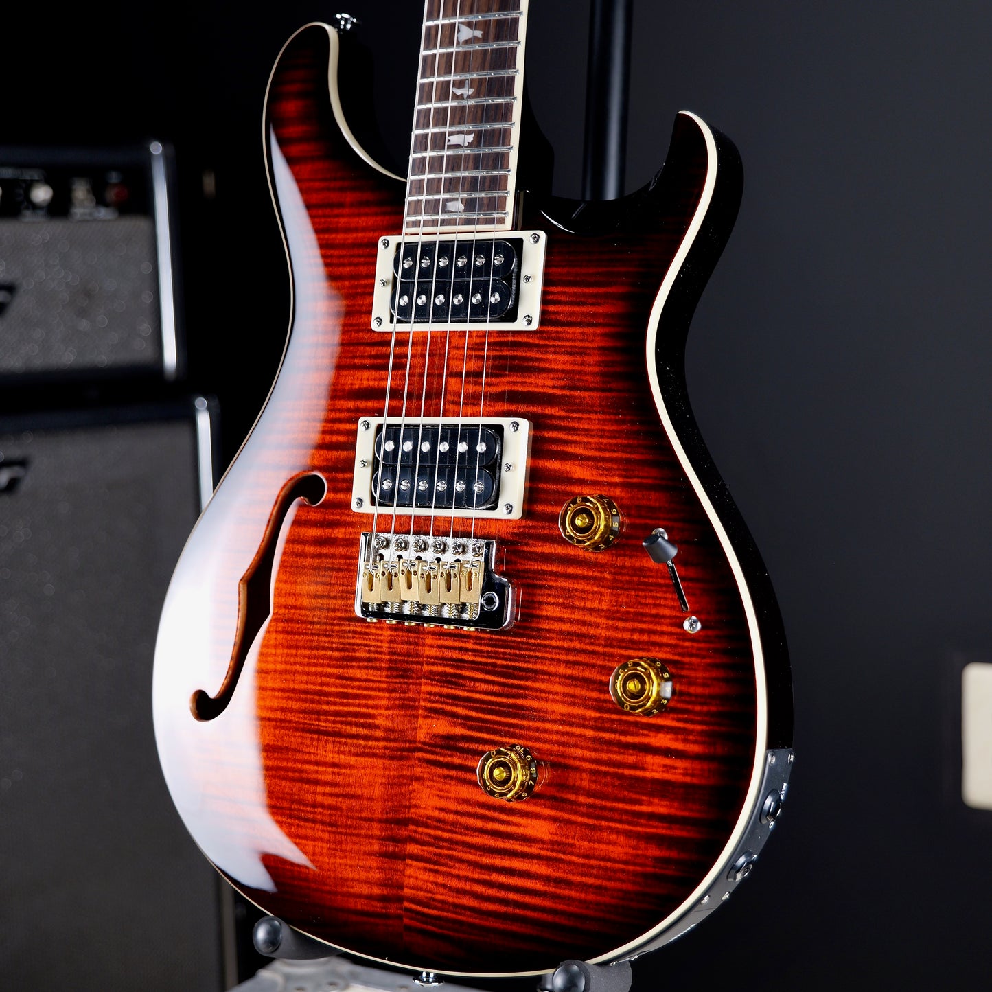 PRS SE Custom 24 Semi-Hollow Piezo Orange Tiger Smokeburst