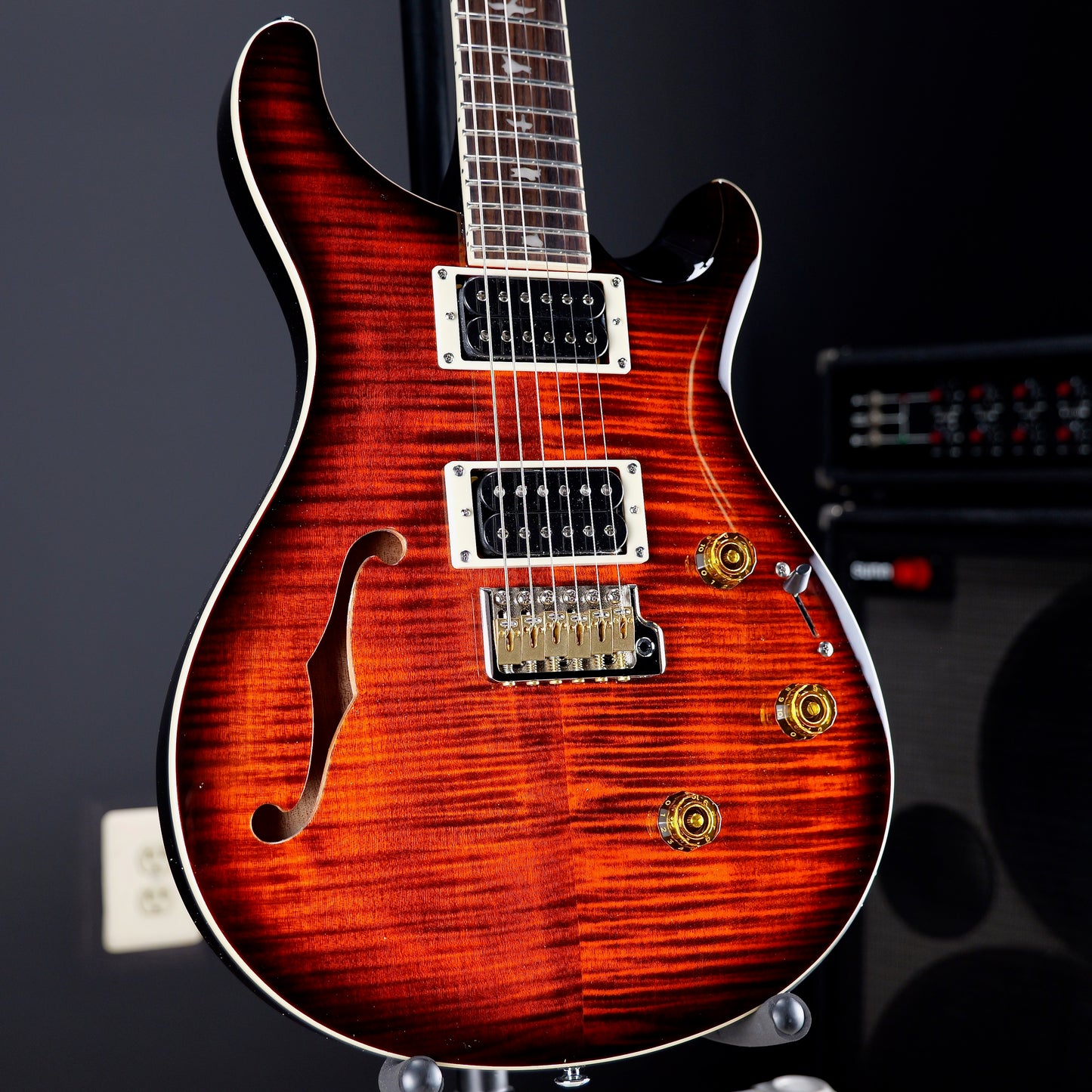 PRS SE Custom 24 Semi-Hollow Piezo Orange Tiger Smokeburst