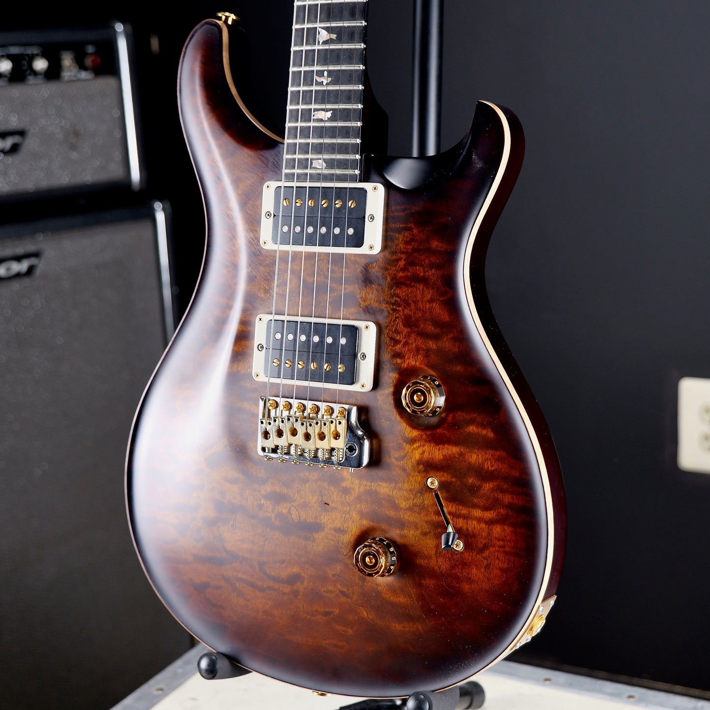 PRS Custom 24 Wood Library 1 Piece 10 Top Black Gold Burst Satin