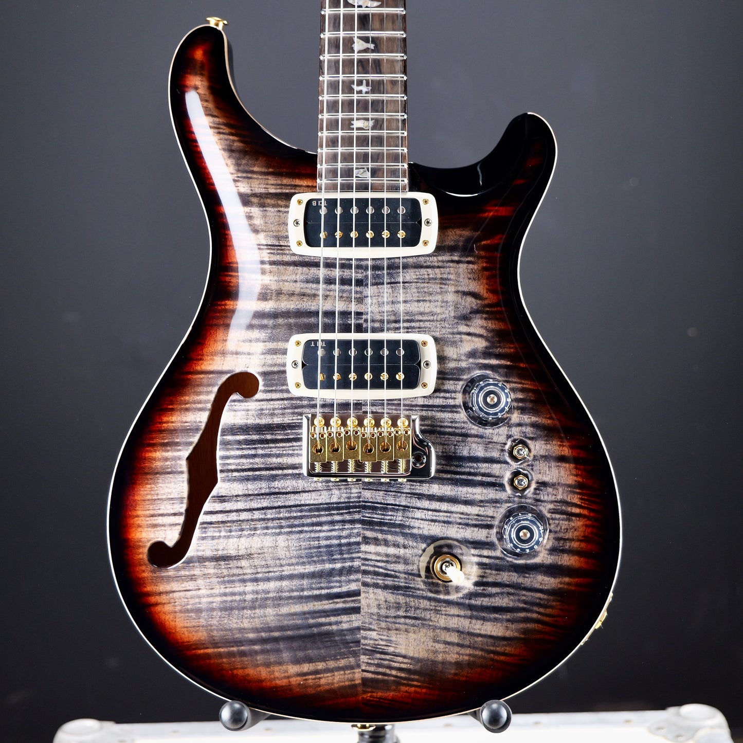 PRS 40th Anniversary Custom 24-08 Semi-Hollow Limited Edition Charcoal Cherry Burst 10 Top