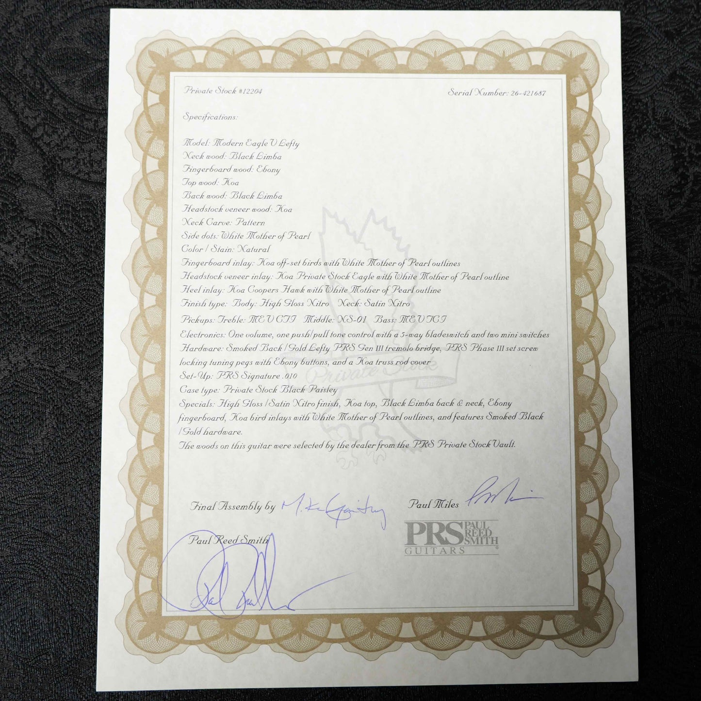 PRS Private Stock Modern Eagle V Lefty Natural