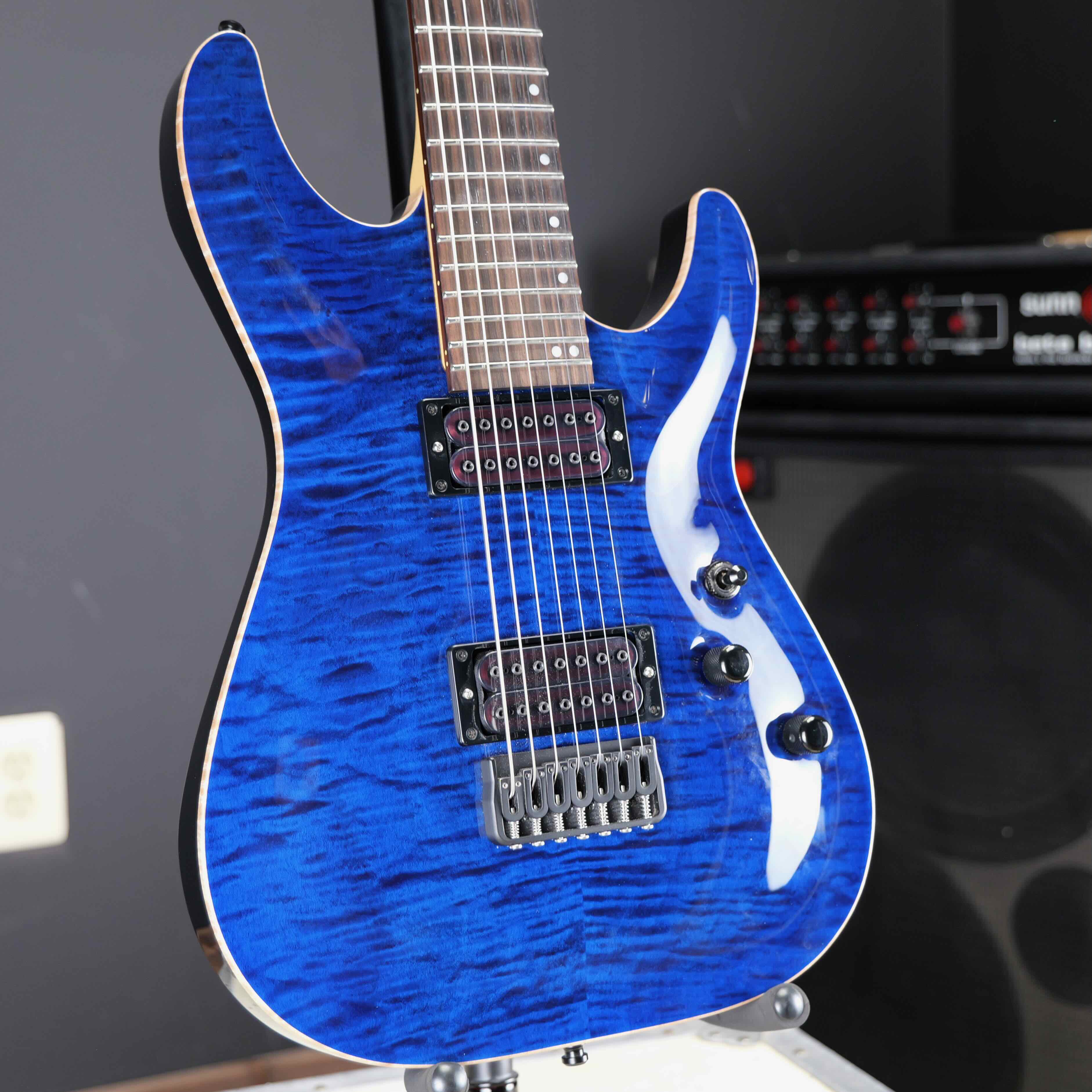 Schecter USA Sunset Classic-II 7 String Black Ocean w/ Apocalypse